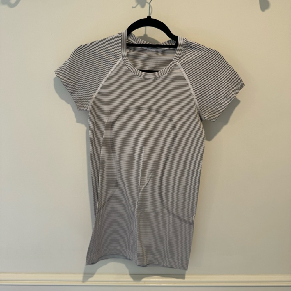 Black and White Striped Lululemon Top